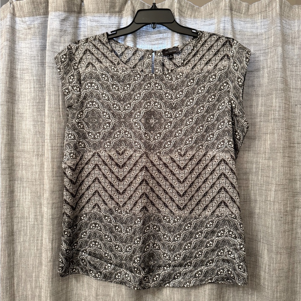 Short sleeved blouse, black/white/gray Limited XL